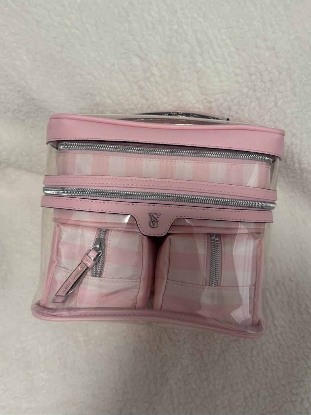 Victoria's Secret Pink Clear Double-Compartment Makeup Organizer